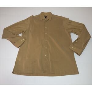 Y2K Hugo Boss Dress Shirt Men's 16 36/37 Beige Long Sleeve Stretch